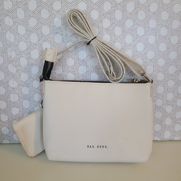 Rae Dunn 2Pc Set LOVE. TECH. Purse & Ear Pod Case White - Crossbody Strap - Picture 6 of 10